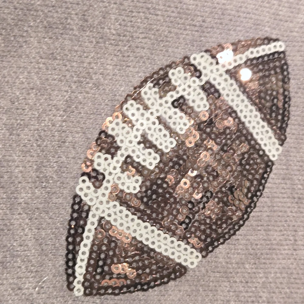 Calligraphie Women Sweater Gray Football Size M sequin superbowl NWT - Picture 8 of 10